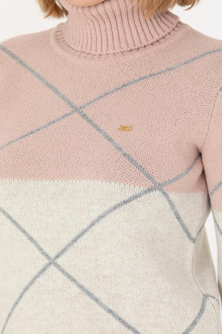 Kadın Pudra Balıkçı Yaka Kazak - 50272044025