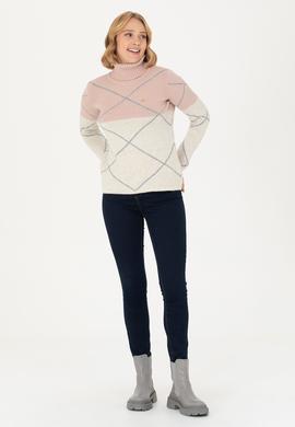 Kadın Pudra Balıkçı Yaka Kazak - 50272044025