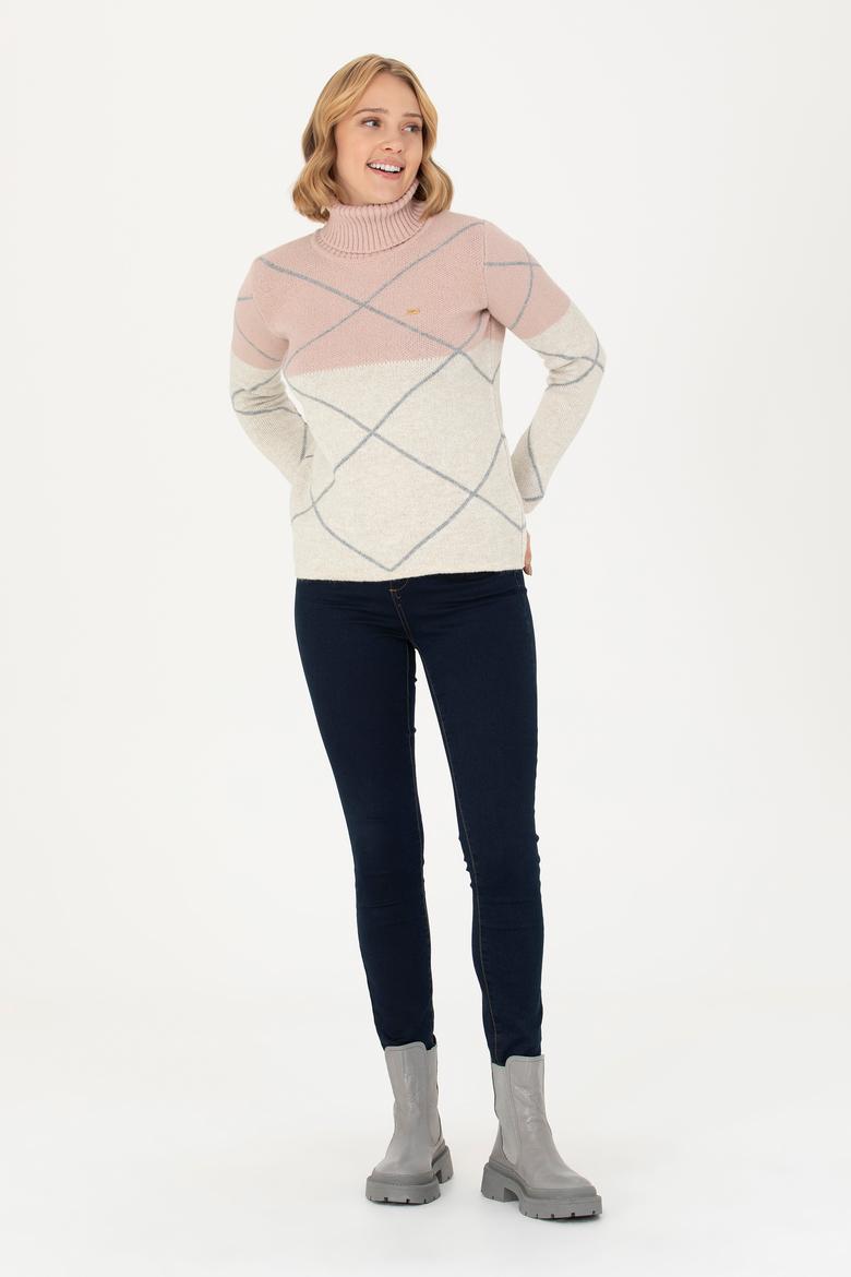 Kadın Pudra Balıkçı Yaka Kazak - 50272044025