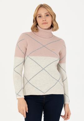 Kadın Pudra Balıkçı Yaka Kazak - 50272044025