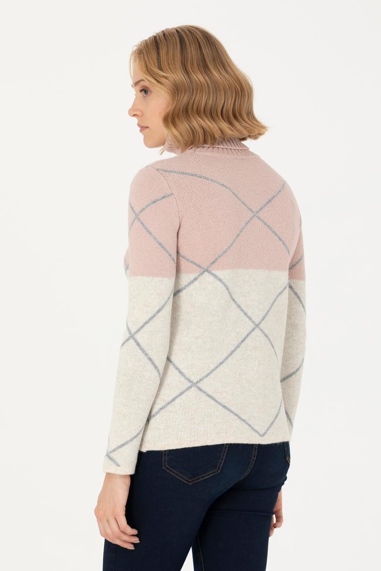 Kadın Pudra Balıkçı Yaka Kazak - 50272044025