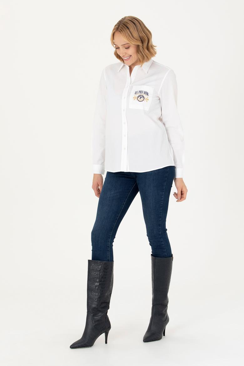 Kadın Beyaz Uzun Kollu Gömlek - 50272189002