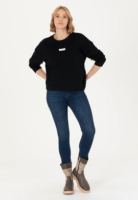 Kadın Siyah Bisiklet Yaka Basic Sweatshirt - 50276557014
