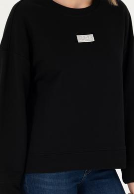 Kadın Siyah Bisiklet Yaka Basic Sweatshirt - 50276557014