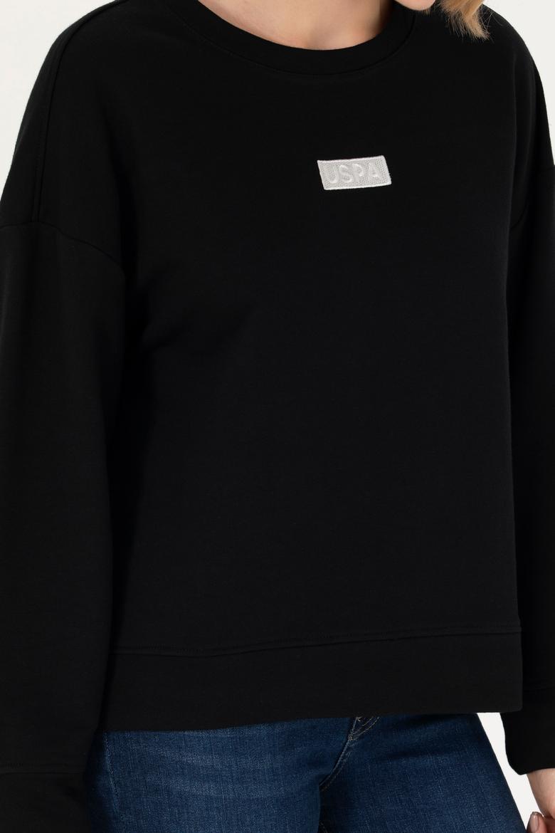 Kadın Siyah Bisiklet Yaka Basic Sweatshirt - 50276557014