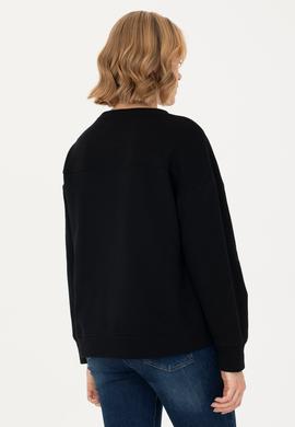 Kadın Siyah Bisiklet Yaka Basic Sweatshirt - 50276557014