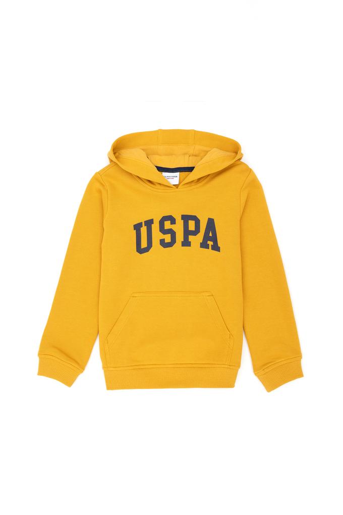 Çocuk Hardal Basic Kapüşonlu Sweatshirt