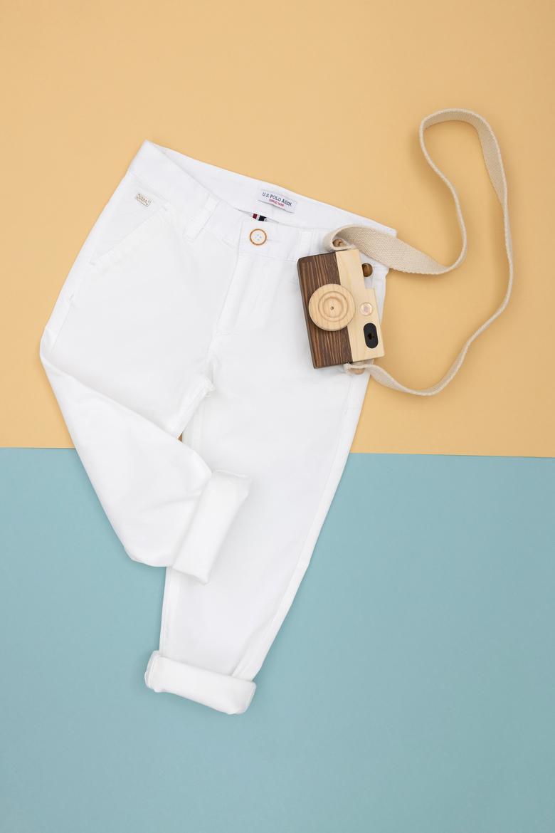 Erkek Çocuk Beyaz Kanvas Pantolon