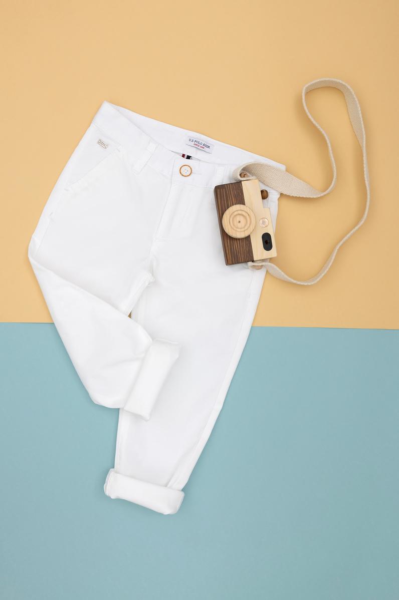 Erkek Çocuk Beyaz Kanvas Pantolon