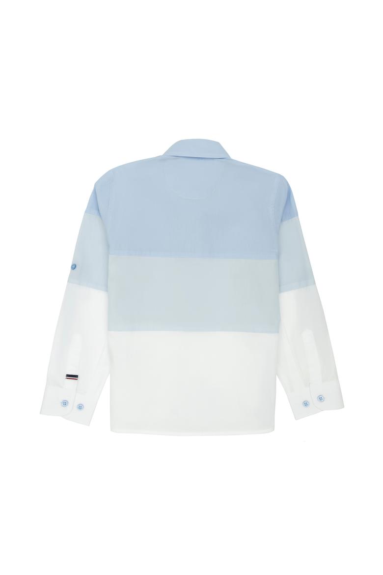 Erkek Çocuk Mavi Uzun Kollu Gömlek - 50263766028