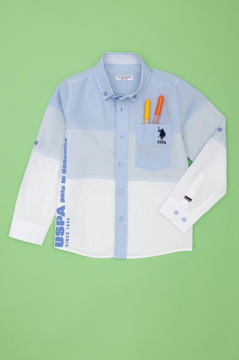 Erkek Çocuk Mavi Uzun Kollu Gömlek