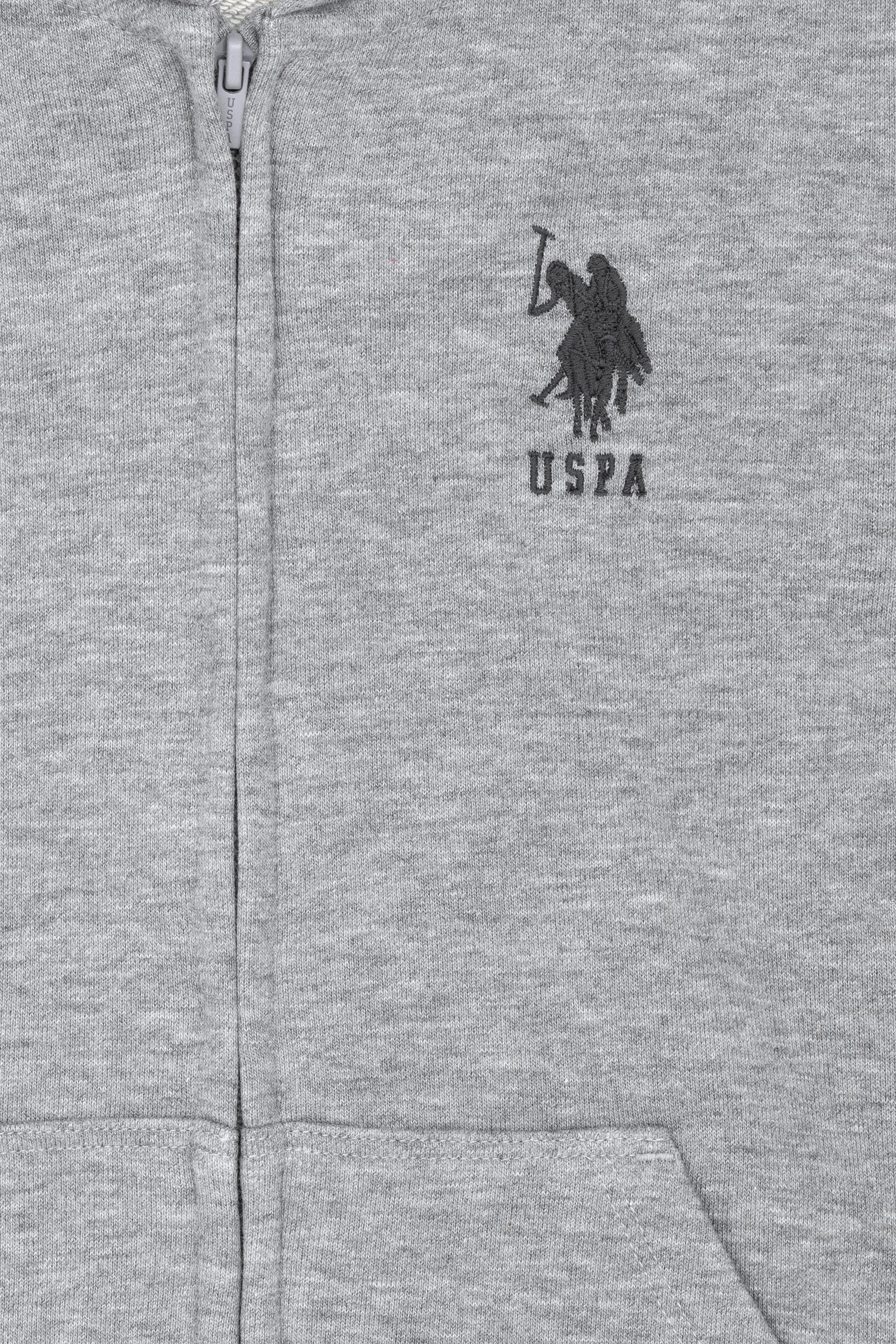 Çocuk Gri Melanj Basic Kapüşonlu Sweatshirt - Image 3