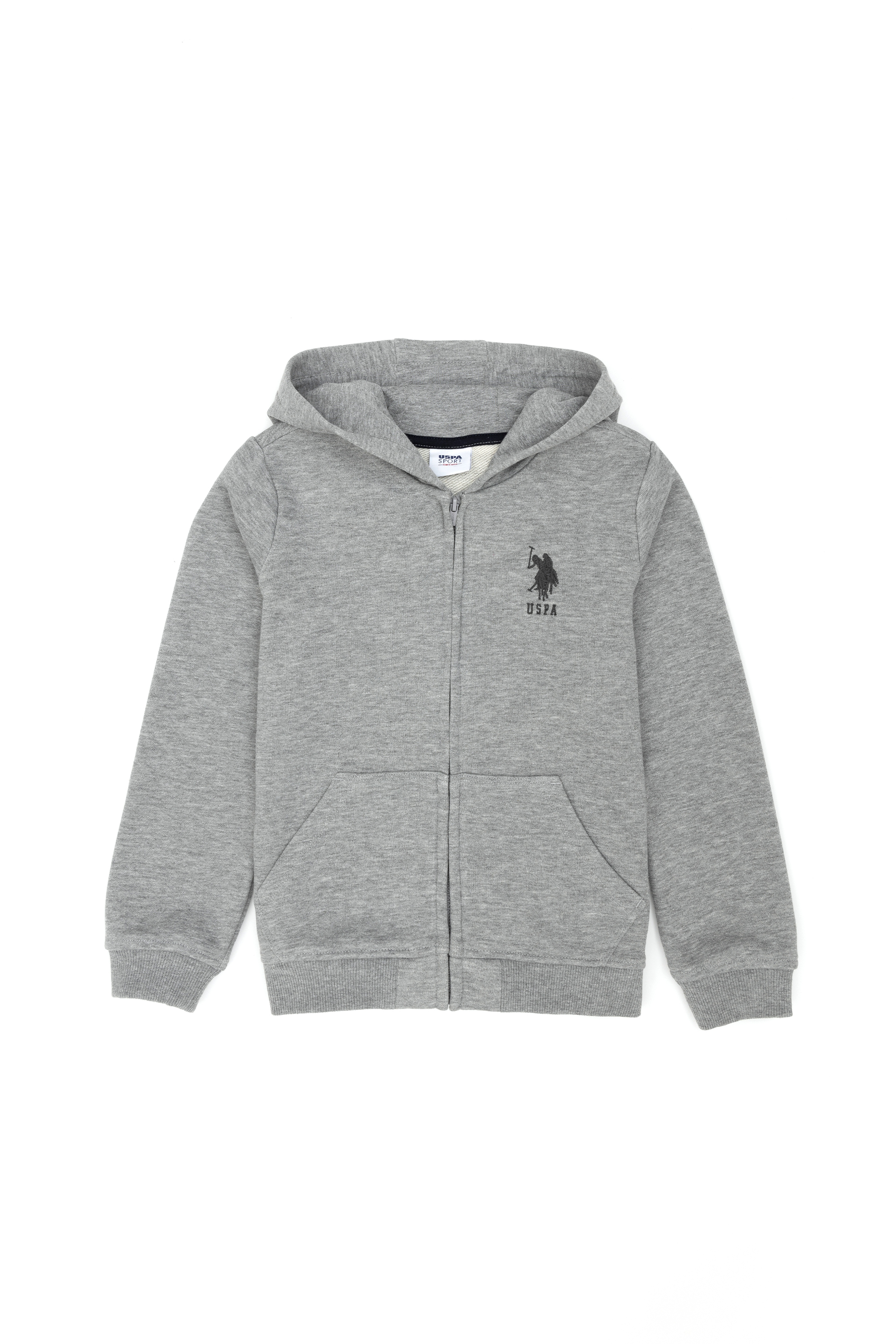 Çocuk Gri Melanj Basic Kapüşonlu Sweatshirt - Image 1
