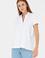 Kadın Beyaz Kaçık Yaka Basic Tişört