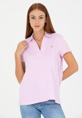 Kadın Manolya Kaçık Yaka Basic Tişört - 50271665009