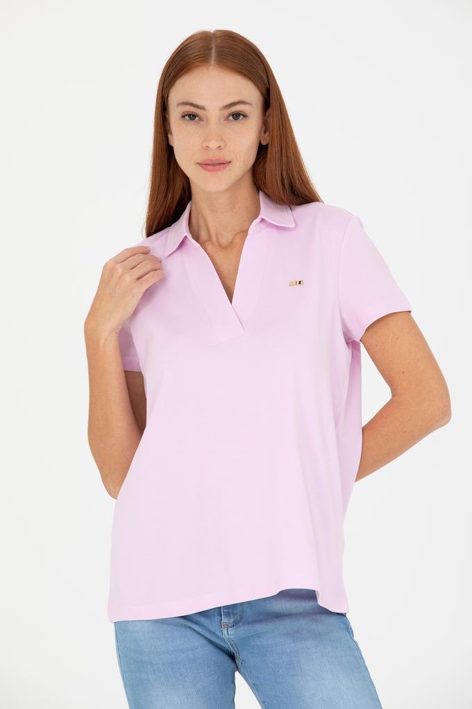 Kadın Manolya Kaçık Yaka Basic Tişört