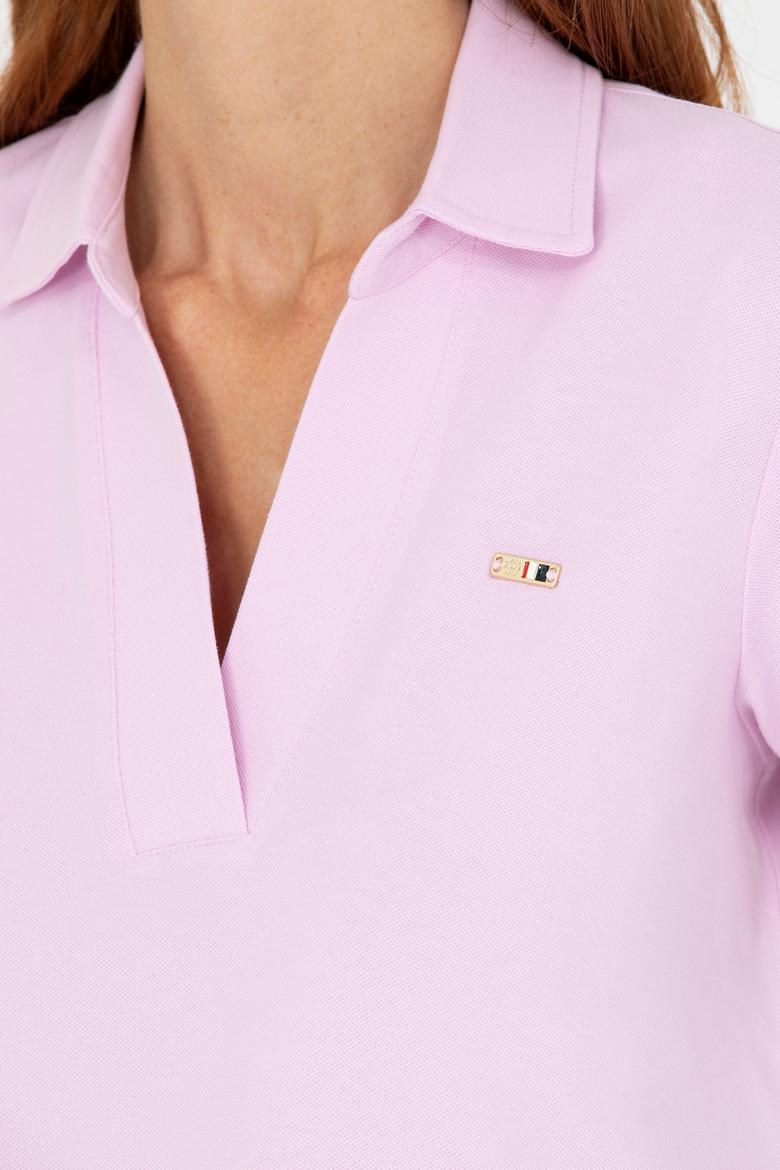 Kadın Manolya Kaçık Yaka Basic Tişört - 50271665009