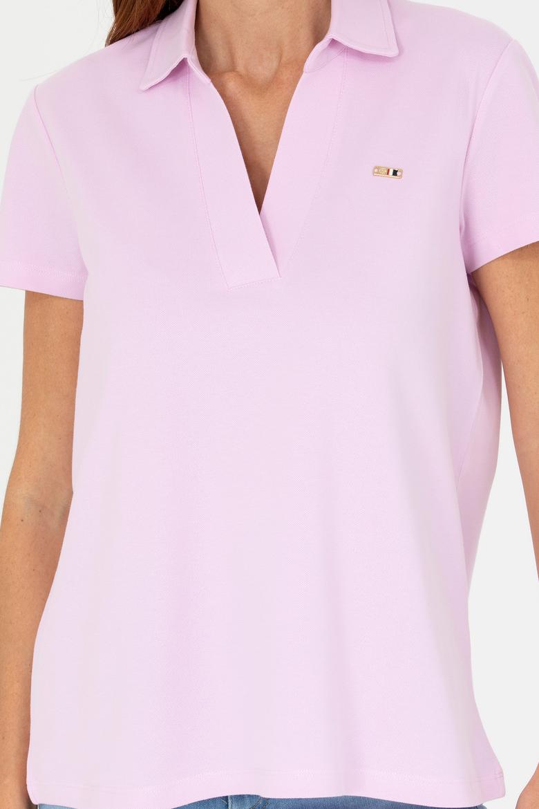 Kadın Manolya Kaçık Yaka Basic Tişört - 50271665009