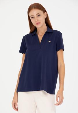 Kadın Lacivert Kaçık Yaka Basic Tişört - 50271665033