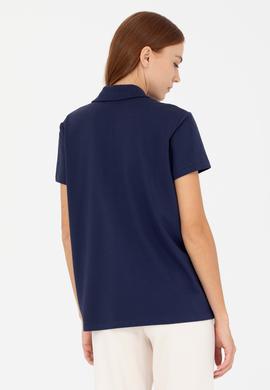 Kadın Lacivert Kaçık Yaka Basic Tişört - 50271665033