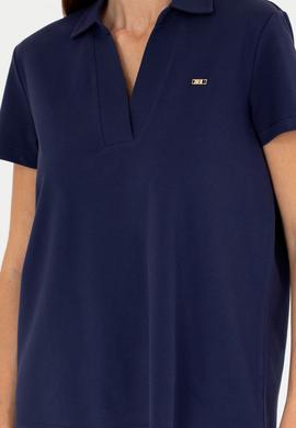 Kadın Lacivert Kaçık Yaka Basic Tişört - 50271665033