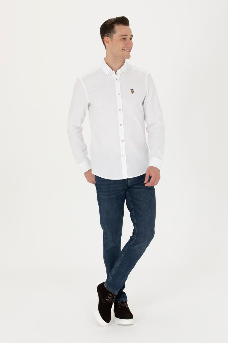 Erkek Beyaz Uzun Kollu Basic Gömlek - 50271292014