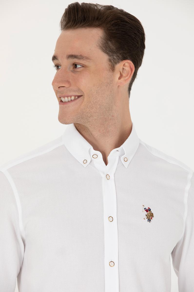Erkek Beyaz Uzun Kollu Basic Gömlek