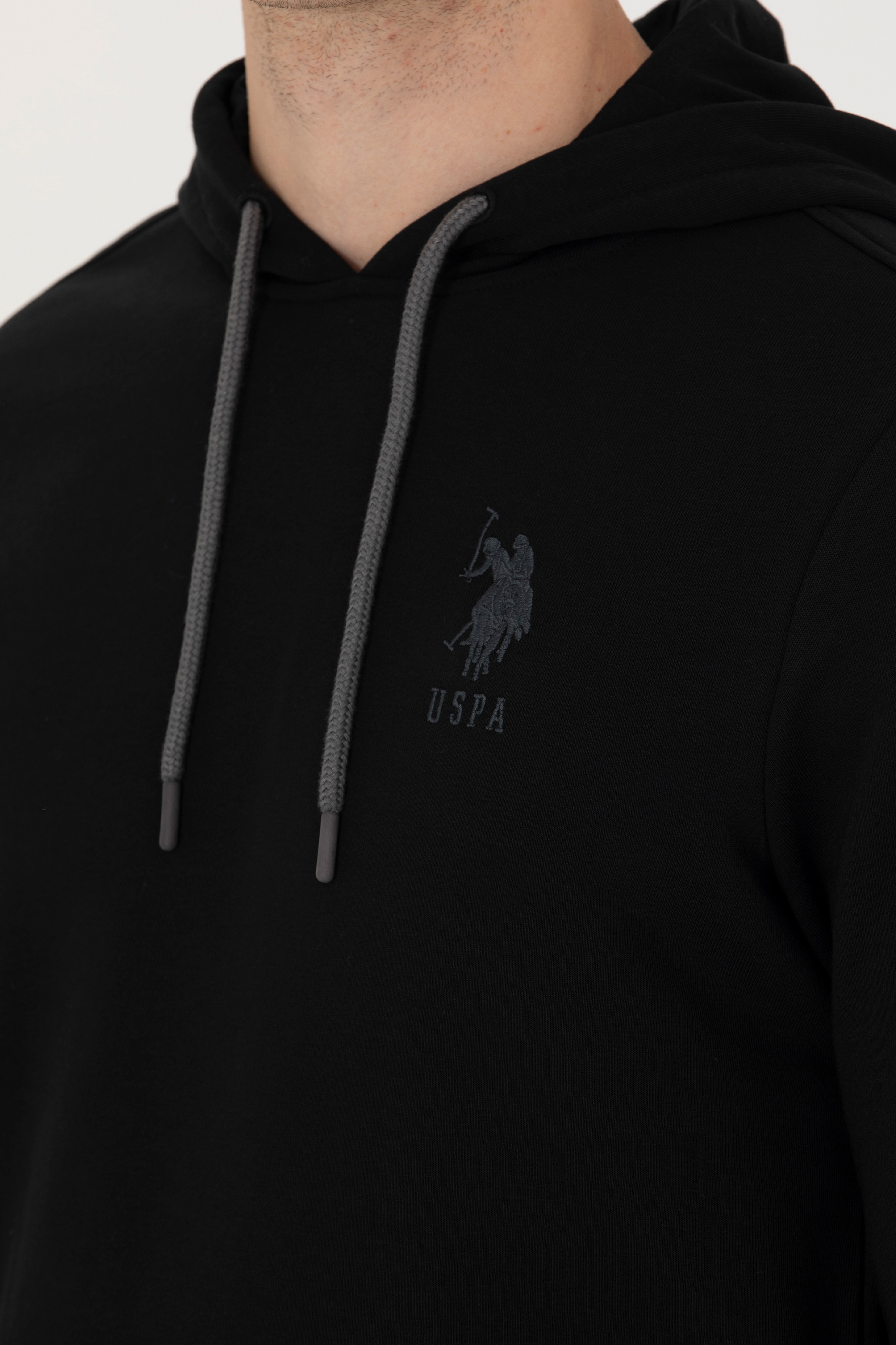 Erkek Siyah Basic Sweatshirt - Image 7