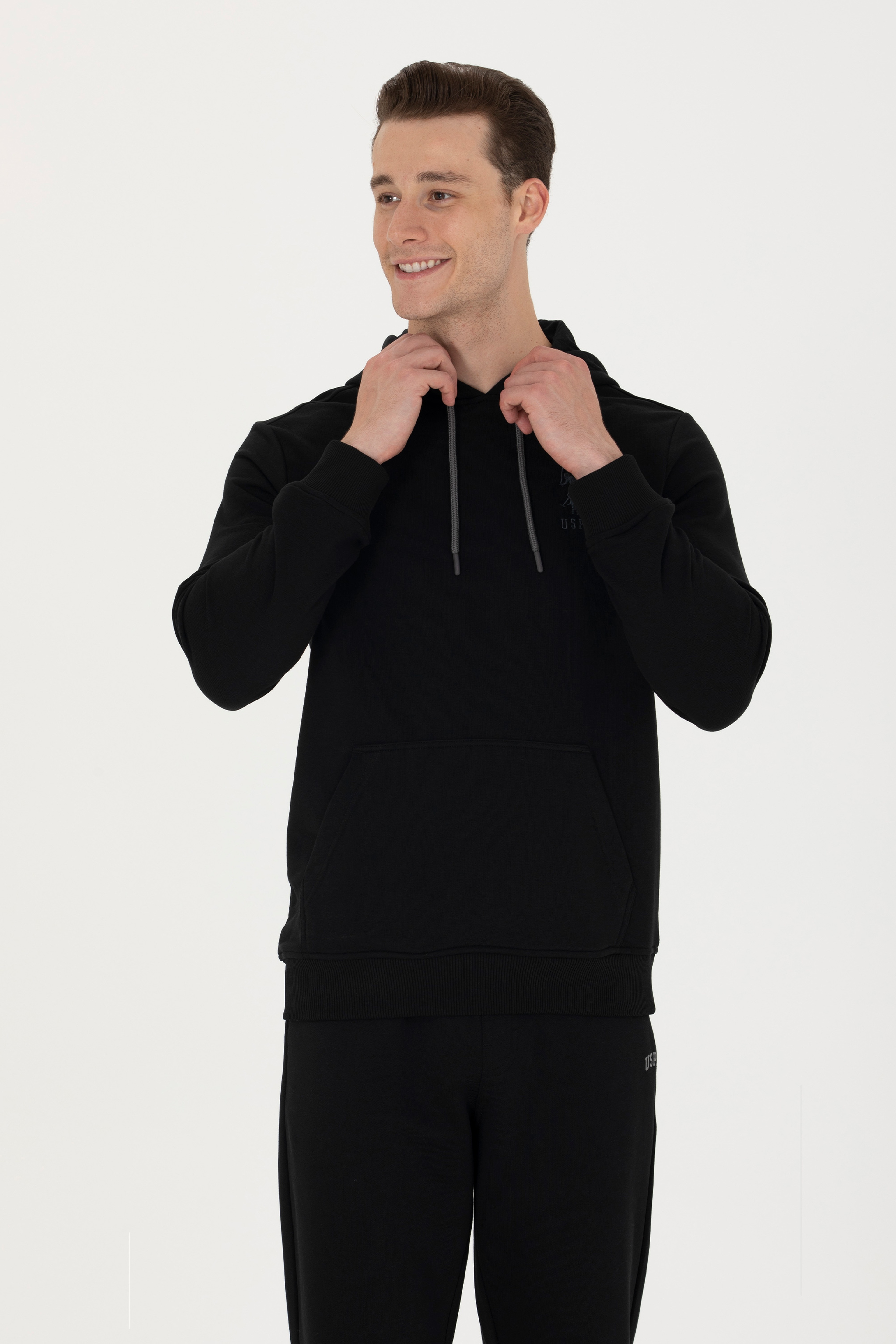 Erkek Siyah Basic Sweatshirt - Image 3