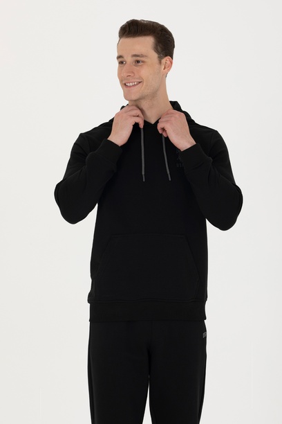 Erkek Siyah Basic Sweatshirt