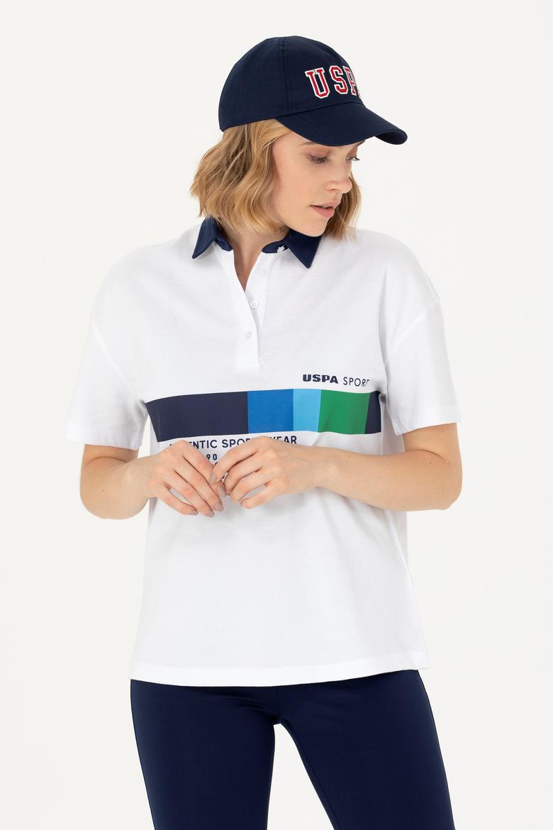 Kadın Beyaz Polo Yaka Tişört - 50263959021