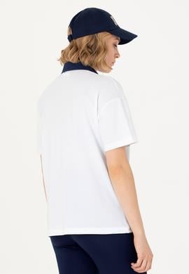 Kadın Beyaz Polo Yaka Tişört - 50263959021