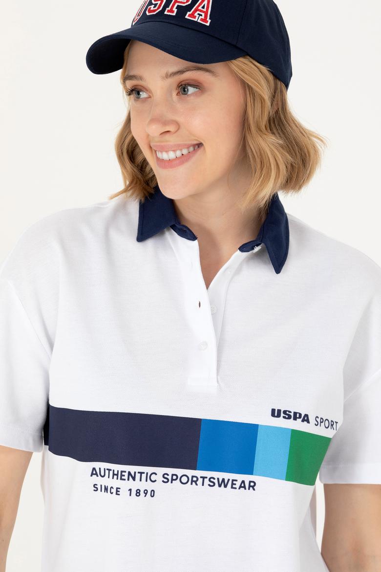 Kadın Beyaz Polo Yaka Tişört - 50263959021