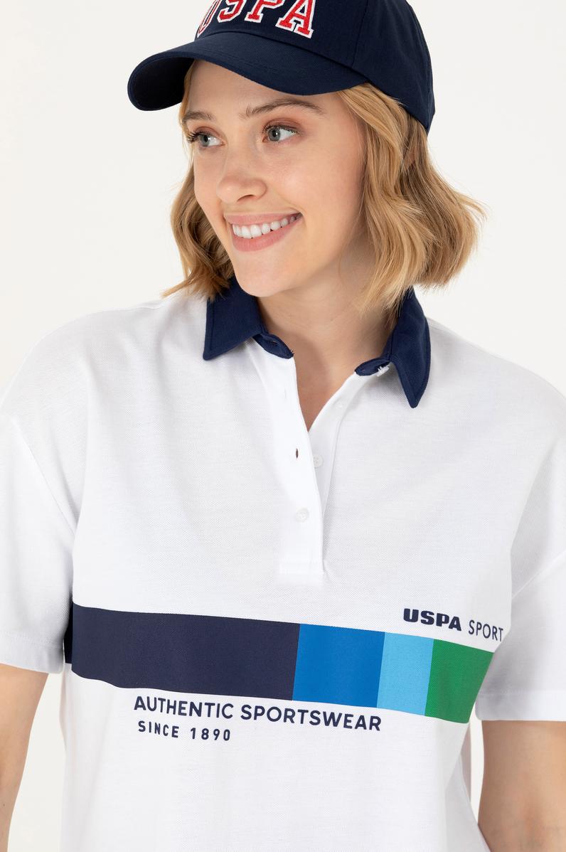 Kadın Beyaz Polo Yaka Tişört