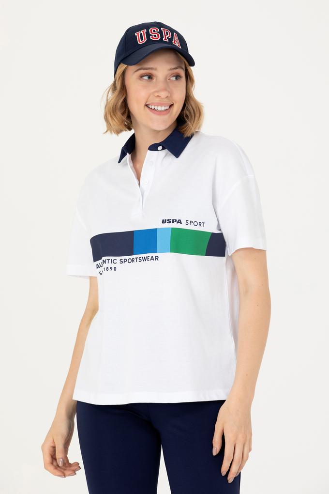 Kadın Beyaz Polo Yaka Tişört