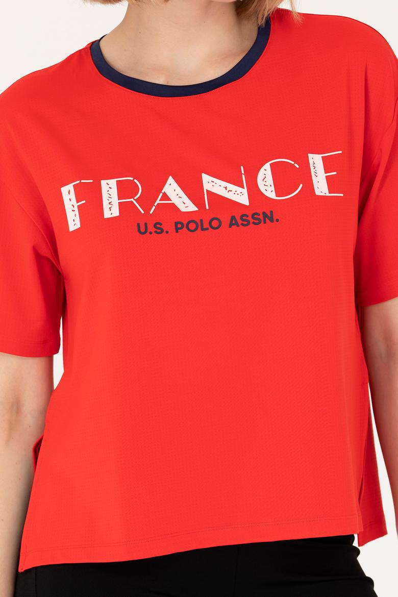 Kadın Kırmızı Bisiklet Yaka Tişört - 50264186024