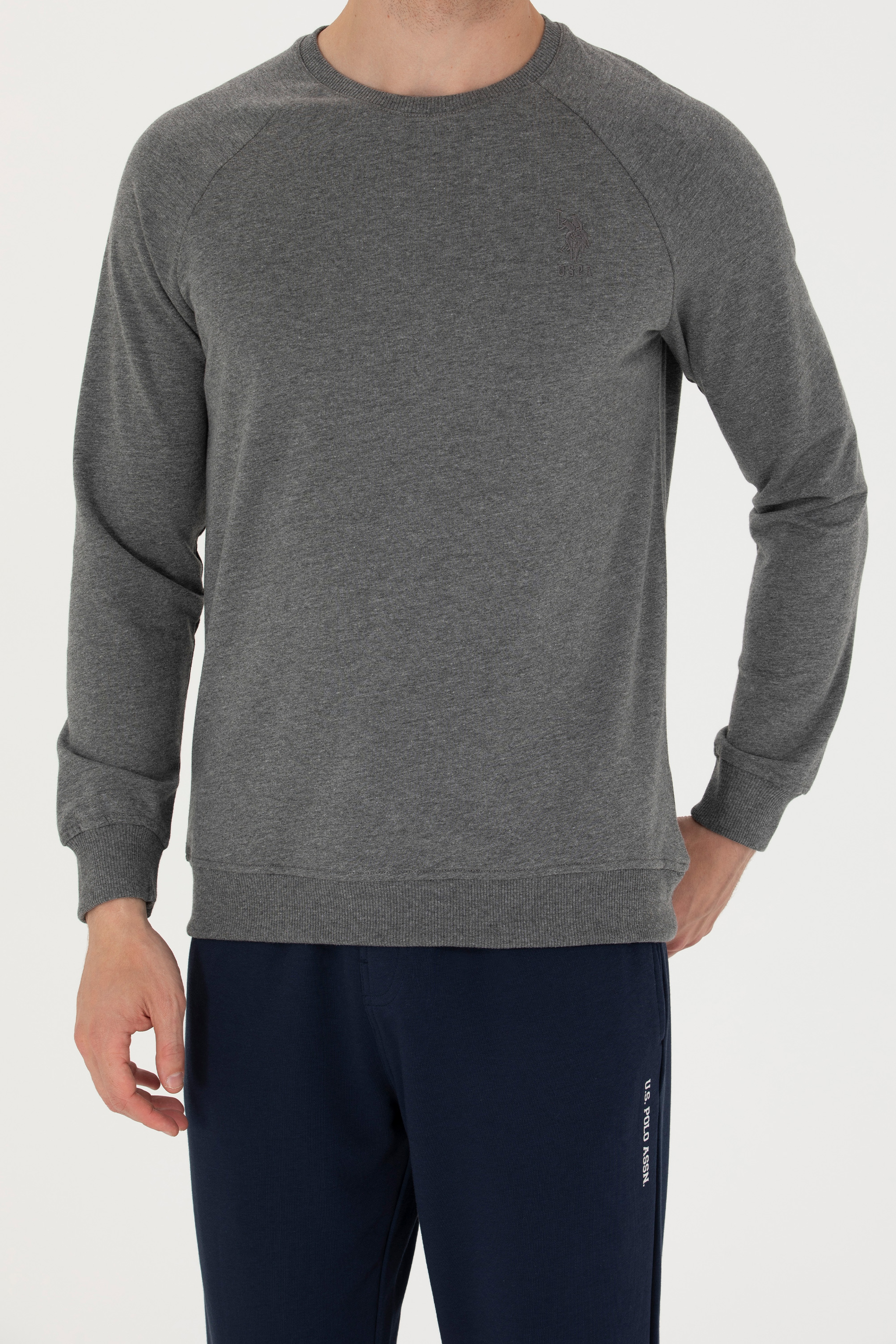 Erkek Antrasit Melanj Basic Sweatshirt