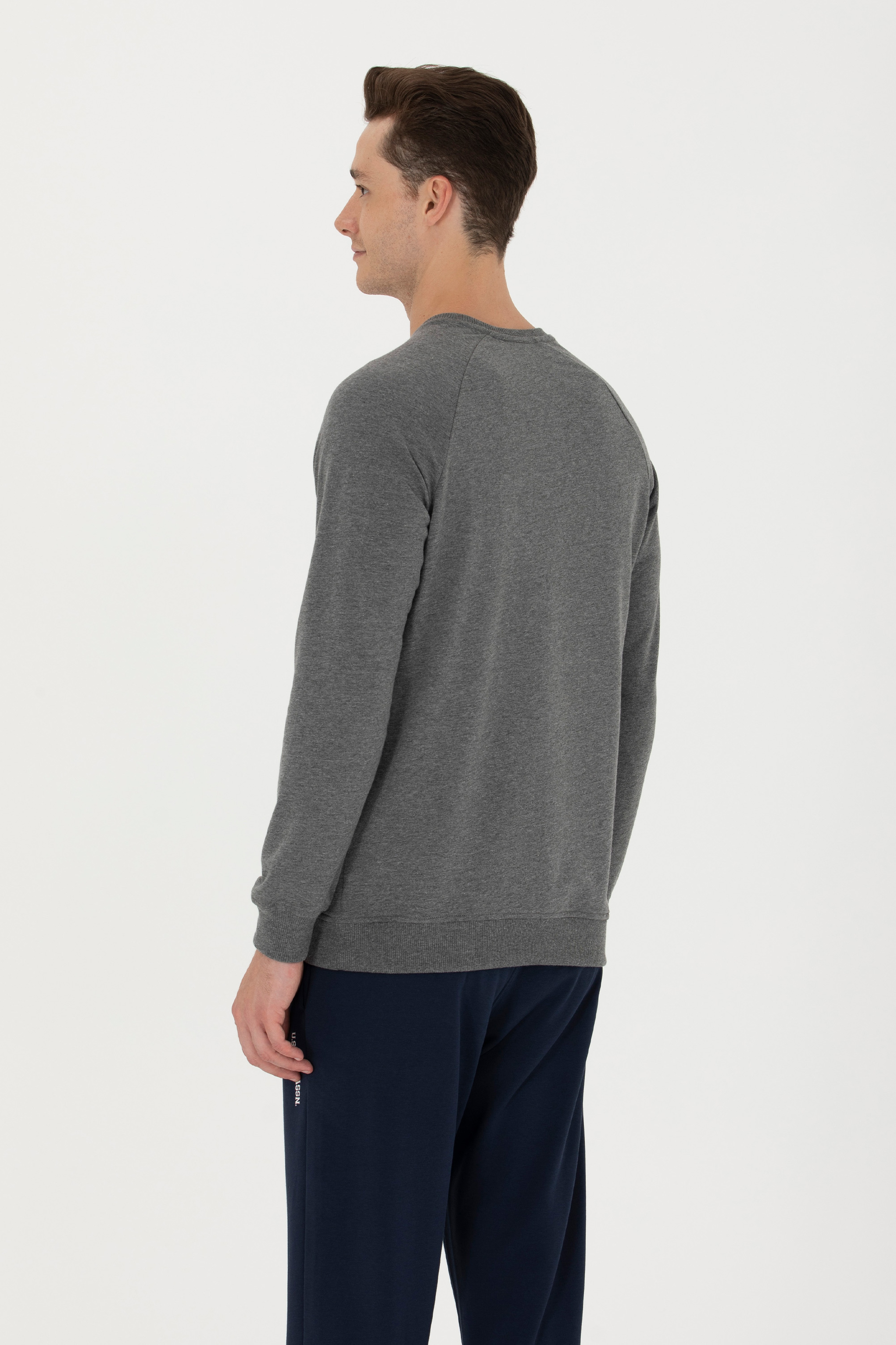 Erkek Antrasit Melanj Basic Sweatshirt - Image 4