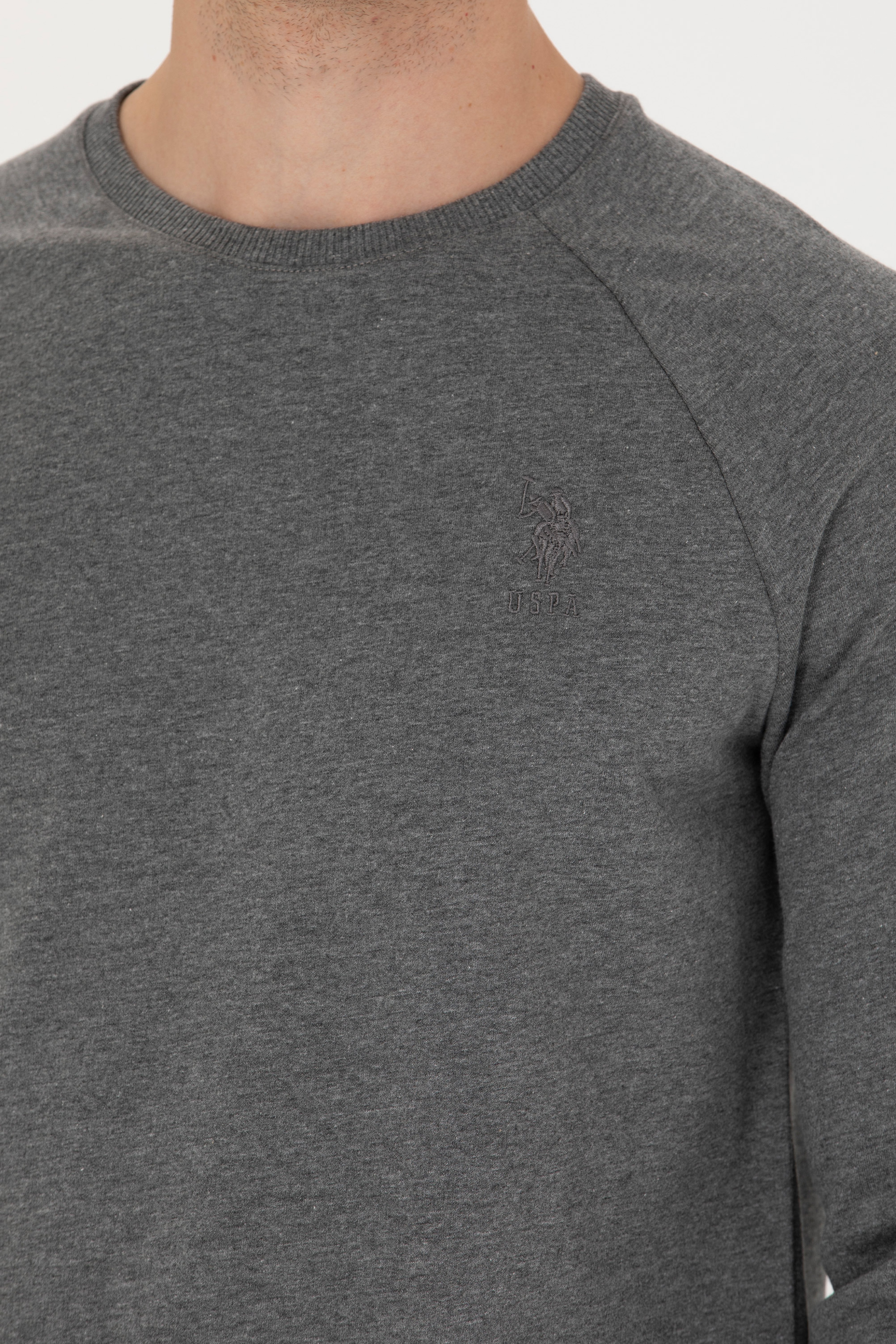 Erkek Antrasit Melanj Basic Sweatshirt - Image 6