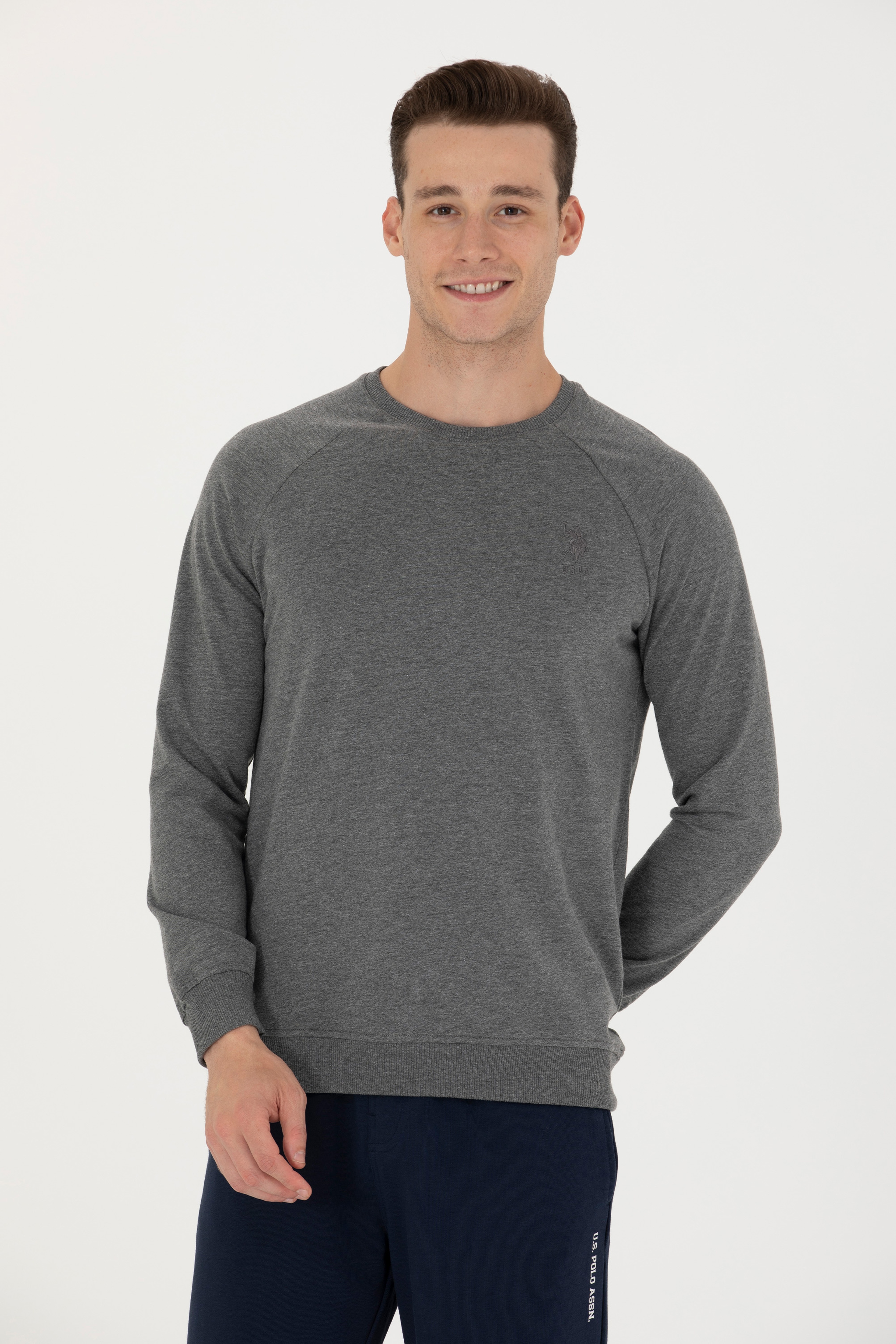 Erkek Antrasit Melanj Basic Sweatshirt