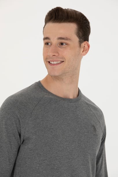 Erkek Antrasit Melanj Basic Sweatshirt