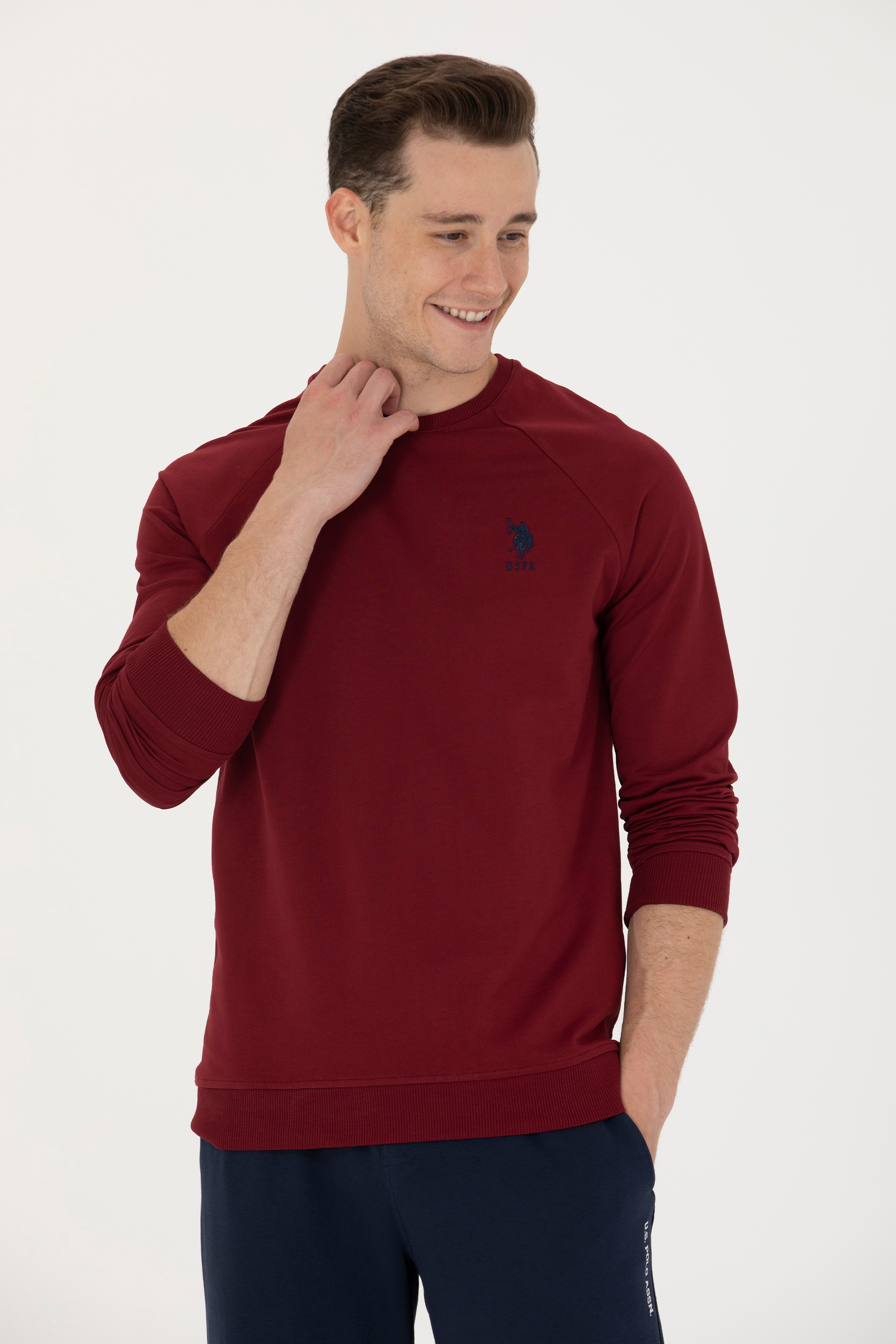 Erkek Bordo Basic Sweatshirt - Image 1