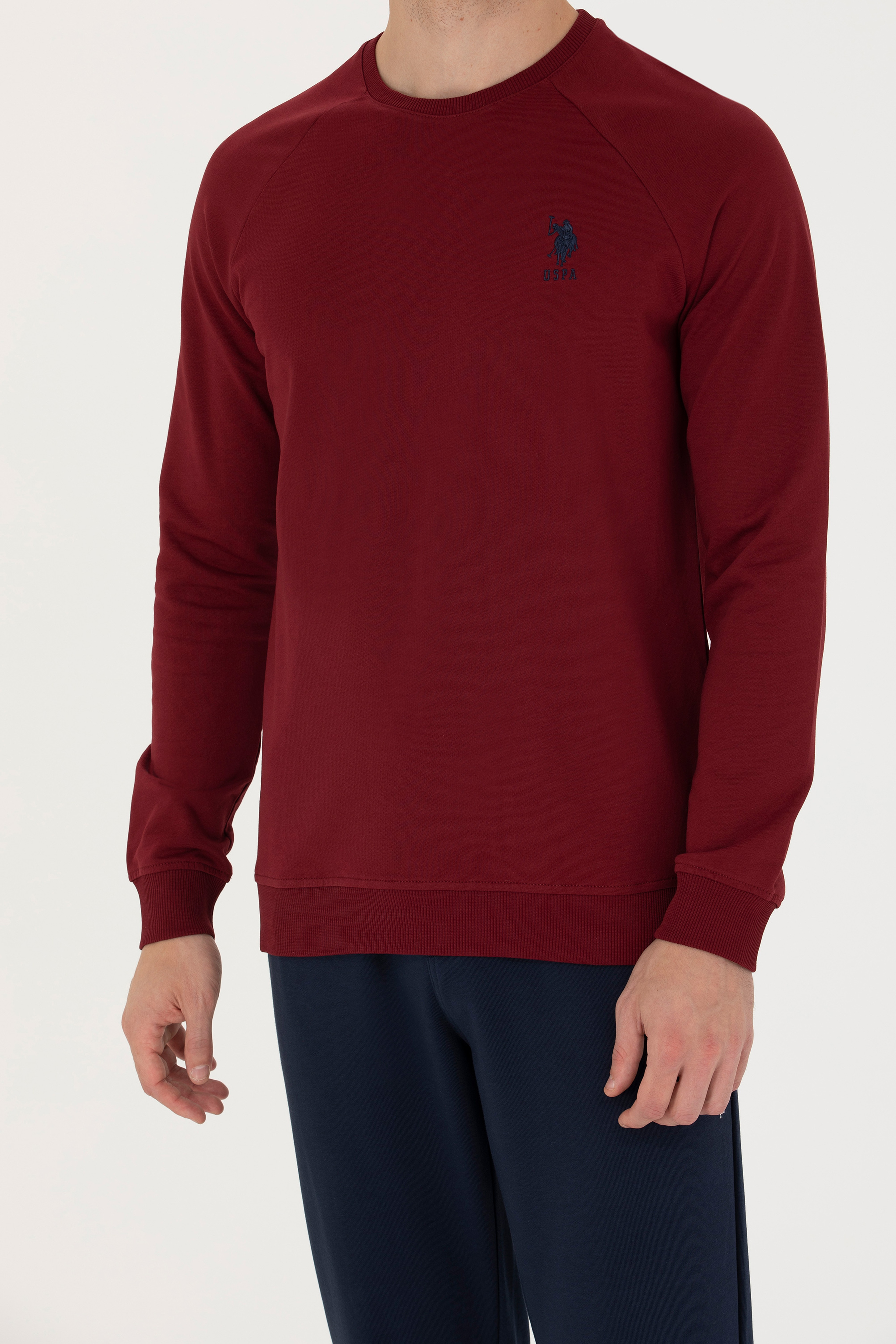 Erkek Bordo Basic Sweatshirt - Image 6