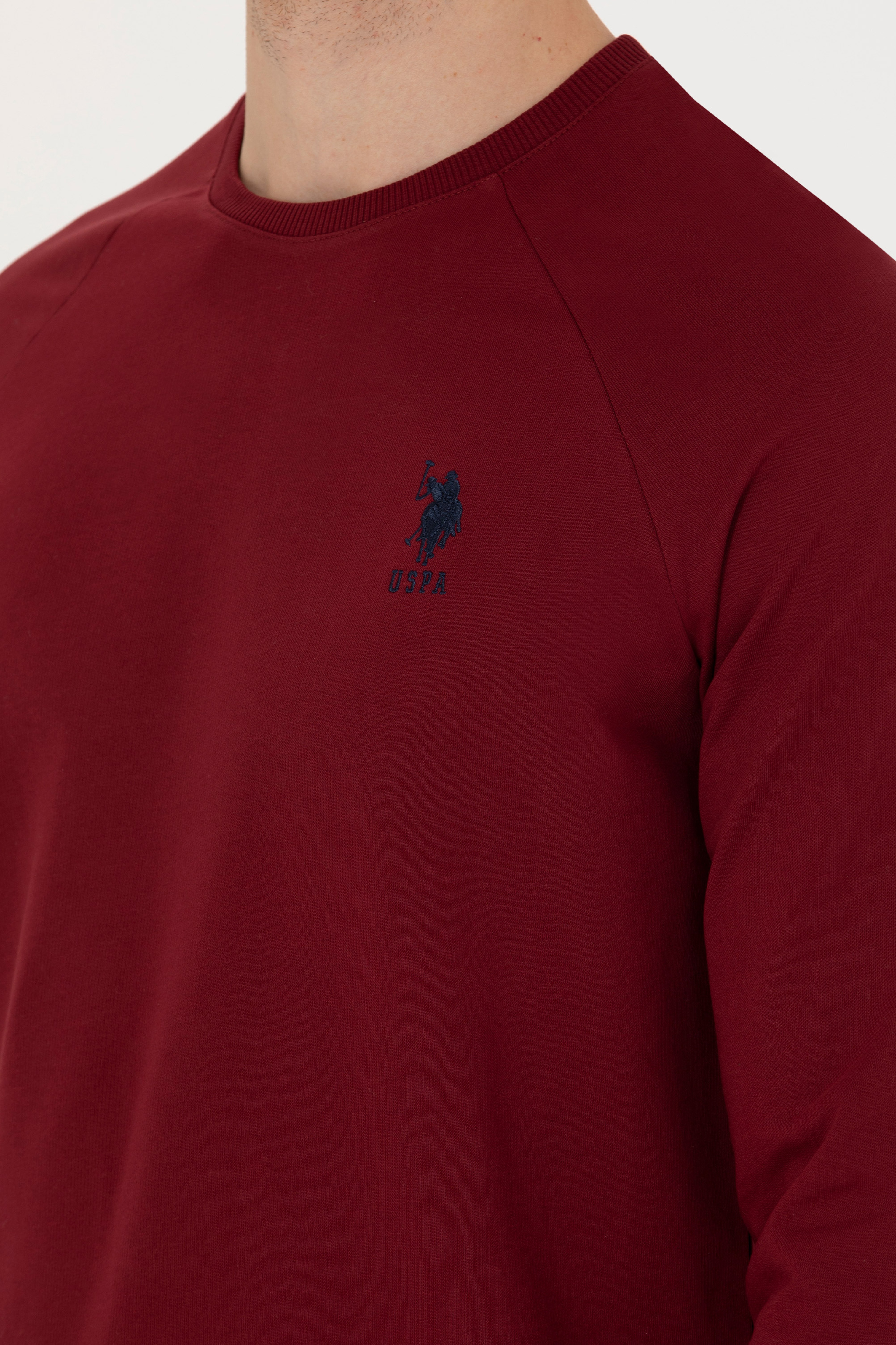 Erkek Bordo Basic Sweatshirt - Image 7