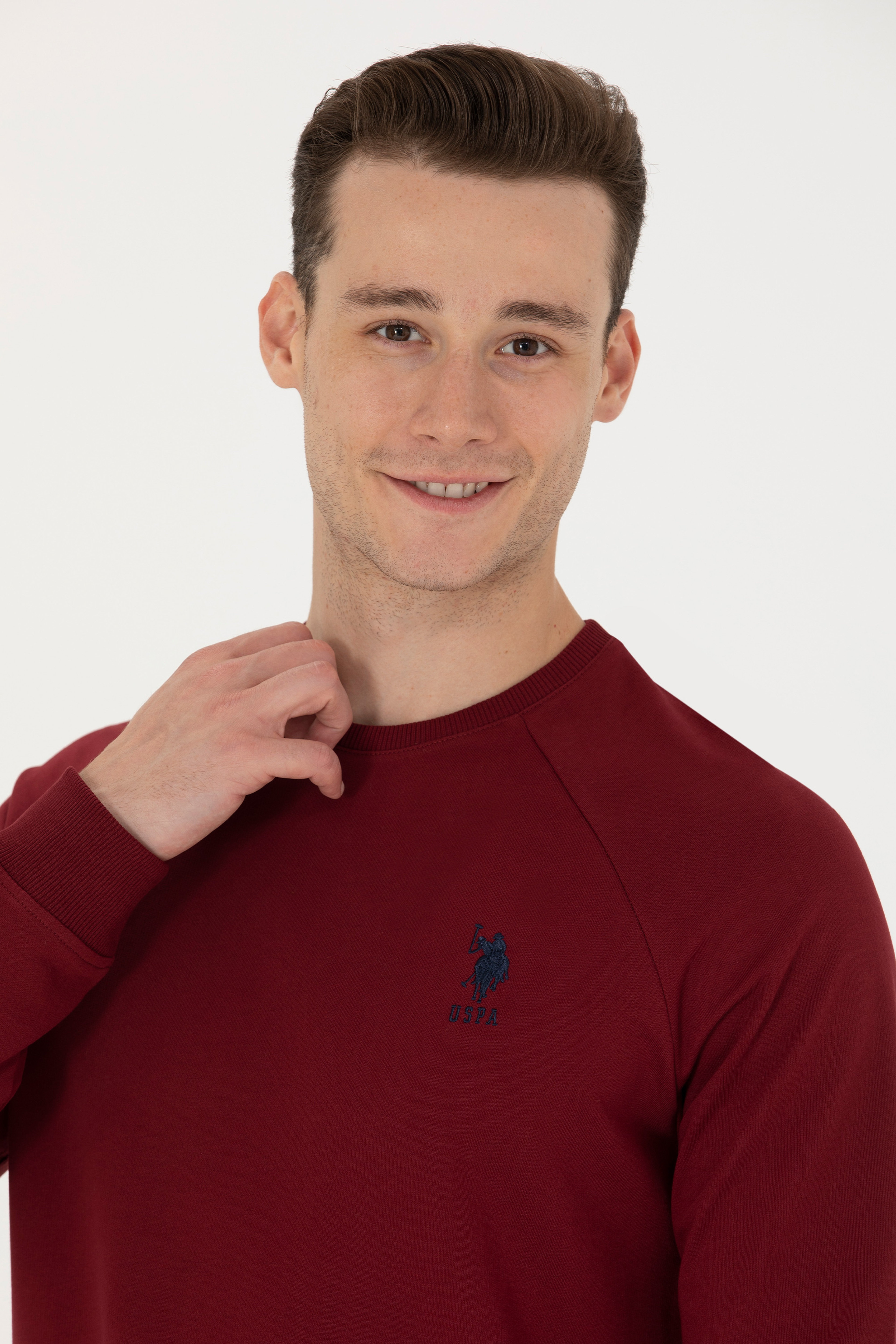 Erkek Bordo Basic Sweatshirt - Image 2