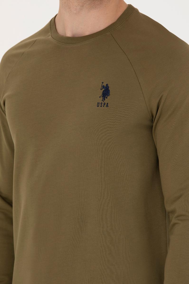 Erkek Haki Basic Sweatshirt