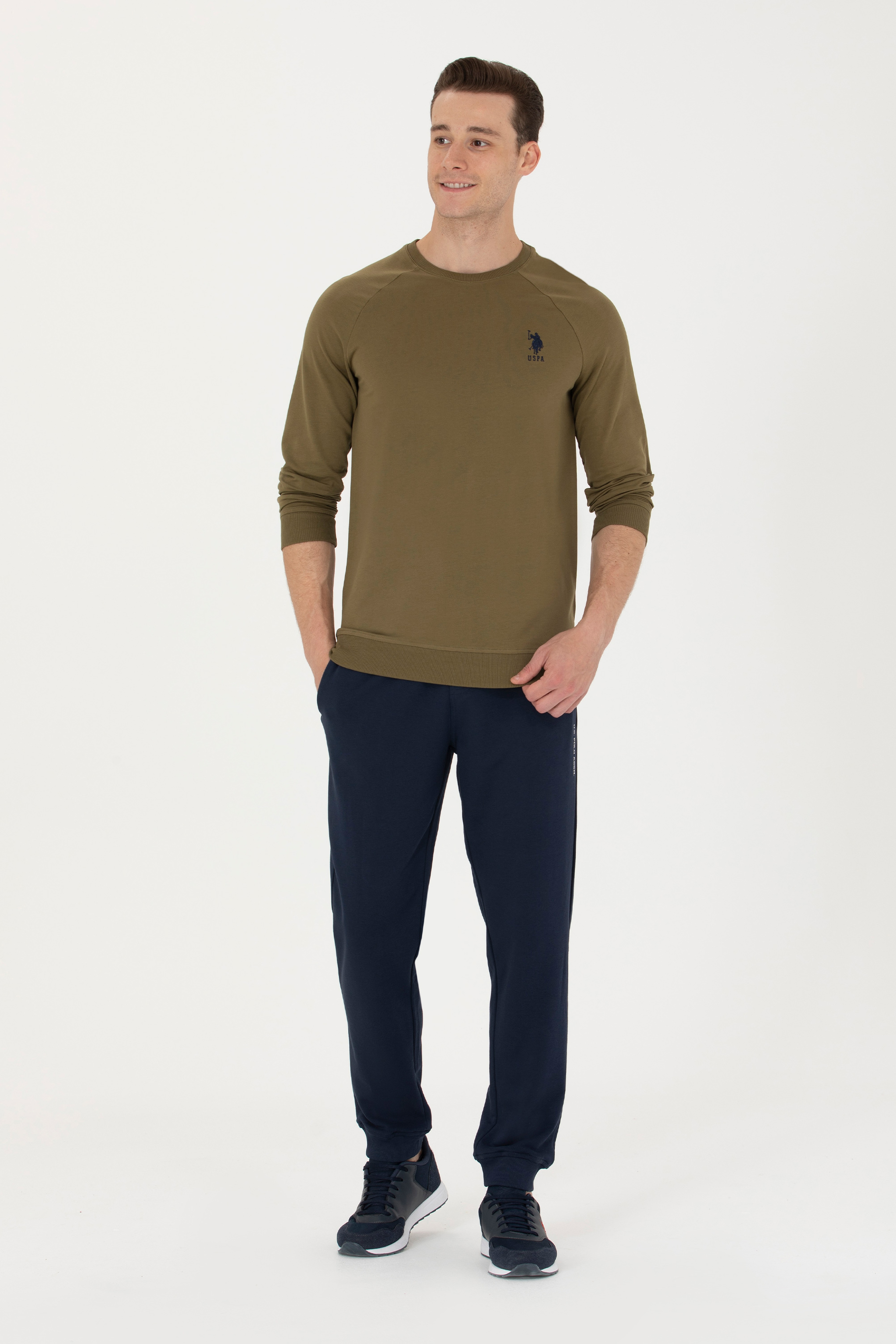 Erkek Haki Basic Sweatshirt - Image 4