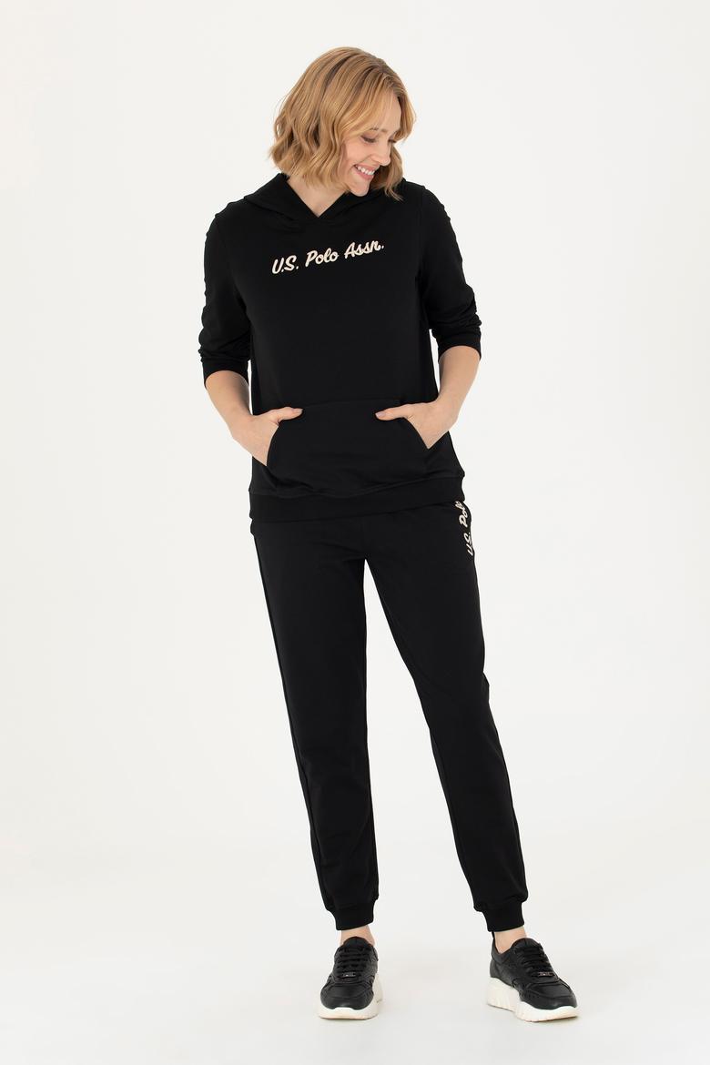 Kadın Siyah Kapüşonlu Sweatshirt - 50276015007