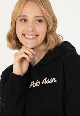 Kadın Siyah Kapüşonlu Sweatshirt - 50276015007