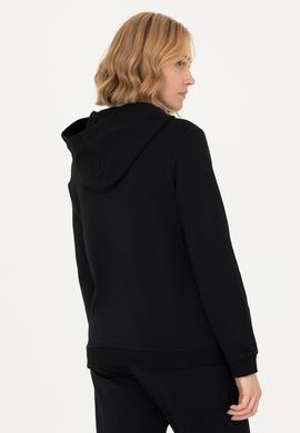 Kadın Siyah Kapüşonlu Sweatshirt - 50276015007